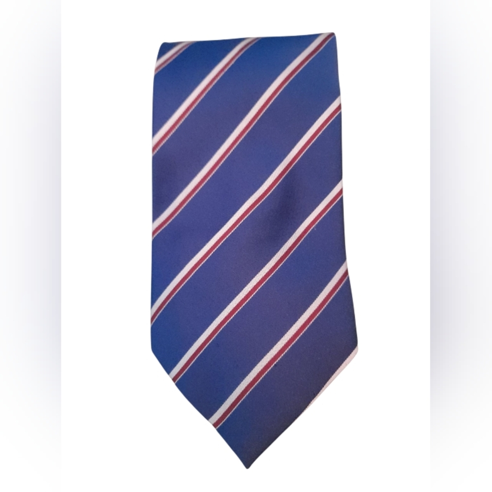 Valentino Garavani Classic Silk Blue Striped Tie - Picture 2 of 5
